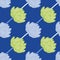 Minimalistic pale tones seamless pattern with light blue and yellow lotus elements shapes. Navy blue background