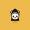 Minimalistic Panda Bear Icon With Hat On Yellow Background