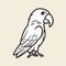 Minimalistic Parrot Doodle On Beige Background