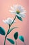 minimalistic pastel flower artwork. elegant wallpaper design. white, pink and teal gradient colors. simplistic art background.