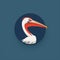 Minimalistic Pelican Icon On Blue Background