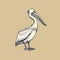 Minimalistic Pelican Illustration On Tan Background