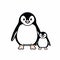 Minimalistic Penguin And Baby Illustration With Meticulous Design