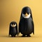 Minimalistic Penguin And Lisa: Playful 3d Character Design