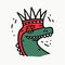 Minimalistic Plateosaurus Drawing With Crown In Basquiat Style