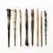 Minimalistic Portraits: Old Paint Brushes In Prehistoric Art Style