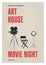 Minimalistic poster template for art house movie night with film camera standing on tripod, studio lamp and director