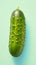 Minimalistic presentation of a cucumber against serene pastel background