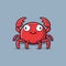 Minimalistic Red Crab Cartoon Doodle - Anime-inspired Labcore Character Design