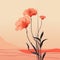 Minimalistic Red Flower Painting On Desert Background