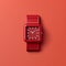 Minimalistic Red Swatch Watch With Isometric Design