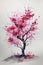 Minimalistic Redbud Tree Watercolor Painting.