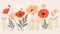 Minimalistic Scandinavian Style Botanical Poster With Cute Cartoonish Poppies