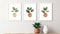 Minimalistic Scandinavian Style Botanical Poster With Framed Prints And Potted Plants