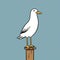 Minimalistic Seagull Cartoon Illustration With Mid-century Style