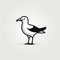 Minimalistic Seagull Icon On Gray Background