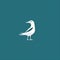 Minimalistic Seagull Icon On Turquoise Background