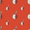 Minimalistic seamless doodle pattern with apple silhouettes. Red background. Bright artwork