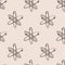 Minimalistic seamless pattern with biotechnology atom shapes. Simple molecule formula print in pastel tones