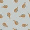 Minimalistic seamless pattern with random brown puffer fish silhouettes print. Pastel blue background