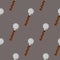 Minimalistic seamless pattern with warrior flail mace ornament. Grey background. Middle ages war weapon backdrop