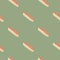 Minimalistic seamless simple pattern with eclairs stylized food ornament. Pastel palette baing artwork. Green soft background