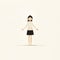 Minimalistic Serenity: Cartoon Girl In Black And White Dress By Alessandro Gottardo