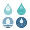 Minimalistic set of water drop logo. Crystal water brand logo.