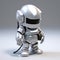 Minimalistic Silver Robot Holding Phone In Vray Tracing Style