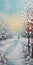 Minimalistic Snowy Landscape Painting In Monet\\\'s Style