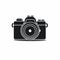 Minimalistic Solid Black Camera Silhouette On White Background