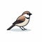 Minimalistic Sparrow Icon: Cute Bird Standing Up In Gray And Brown