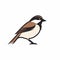 Minimalistic Sparrow Icon - Dark Brown And Light Beige Bird Illustration