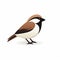 Minimalistic Sparrow Vector Illustration: Dark Brown And Light Beige Bird Icon