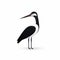 Minimalistic Stork Icon: Black And White Bird With Long Neck