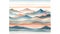 Minimalistic striking watercolor painting of abstract mountains with textured stripes in a soft, pastel color scheme