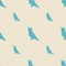 Minimalistic style animal seamless pattern with blue colored cockatoo parrot shapes. Light background