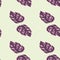Minimalistic style seamless pattern with bright purple monstera ornament. Light grey background