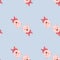 Minimalistic style seamless pattern with pink sailor bear head shapes. Light blue background