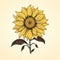 Minimalistic Sunflower Graphic Design: Linear Vector Illustration