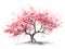 Minimalistic Superb Watercolor Illustration of Cherry Blossom Tree AI Generated AI Generated