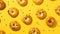 Minimalistic Surrealism: Sesame Bagels On Yellow Background