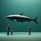 Minimalistic Surrealism: Shark And Businessmen With Dramatic Lighting