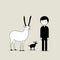 Minimalistic Surrealism: The White Man And His Dog With A White Antelope