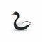 Minimalistic Swan Icon: Black Outline White And Yellow Bird Vector Logo