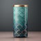 Minimalistic Tin Can With Gold Effect And Turquoise Scaly Patterns