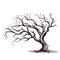 Minimalistic tree silhouette in vector art style