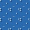 Minimalistic trend seamless Easter pattern with hard shadows, white small eggs on a classic blue background