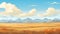 Minimalistic Vector Art Of Sky-blue And Amber Desert Landscape