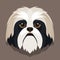 Minimalistic Vector Cartoon Of Shih Tzu\\\'s Face In Chinese Iconography Style